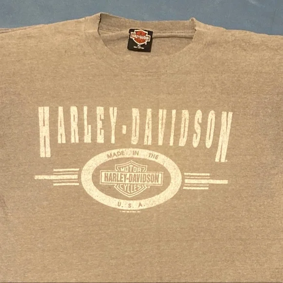 Vintage Harley Davidson Motorcycle T-shirt Mens X-Large Gray Heritage Lisle IL - Picture 2 of 16